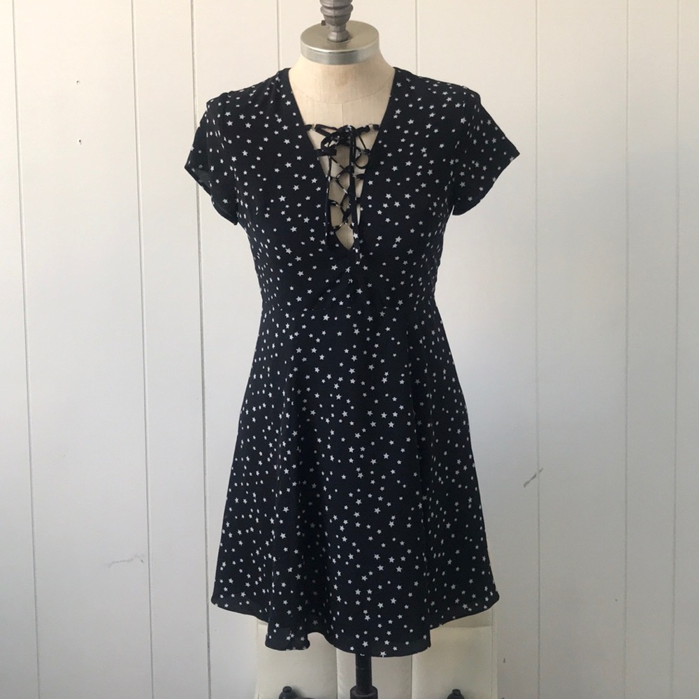 Nasty Gal starry lace up A line dress